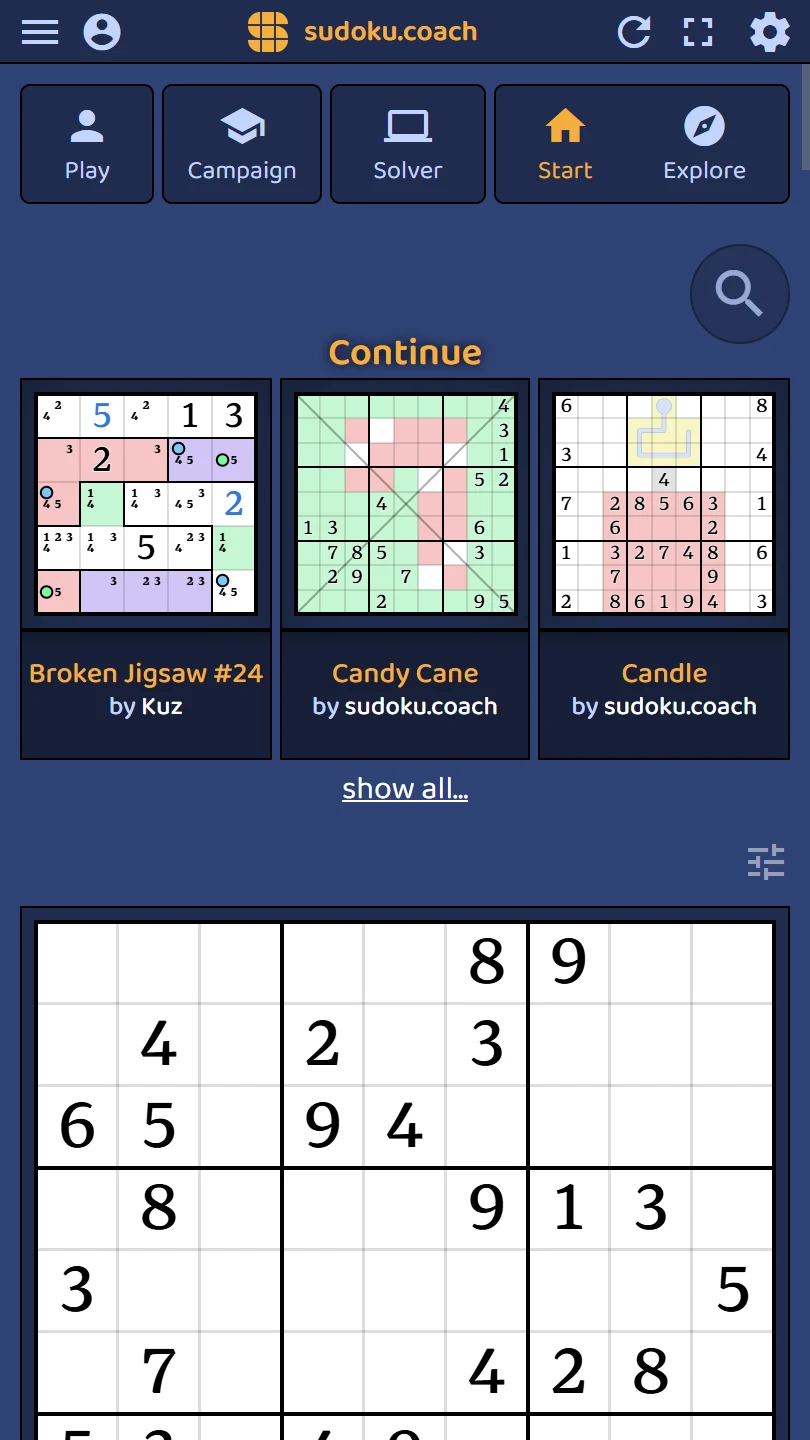 sudoku.coach screenshot